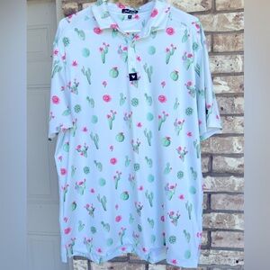 Men’s Bad Birdie Golf Polo. Cactus print. Size XL. Gently worn. Great Condition
